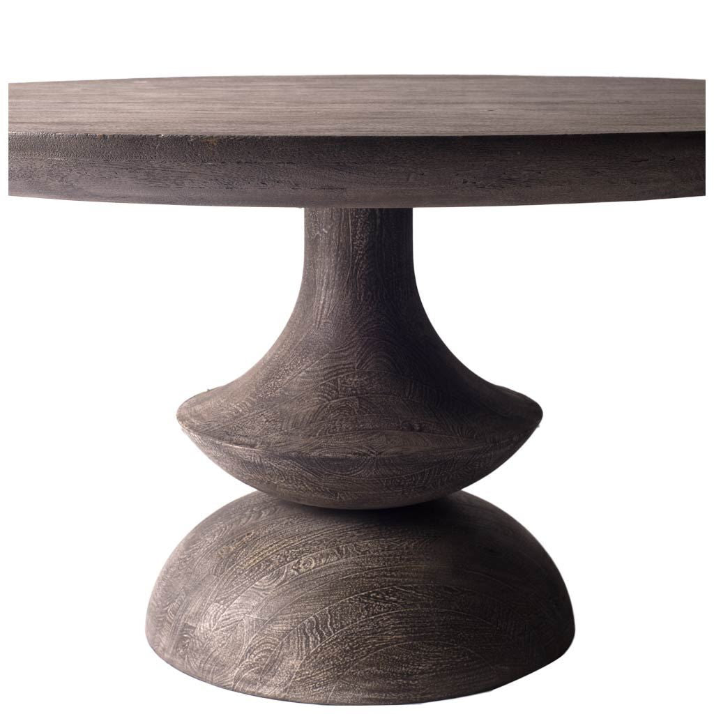 60" Gray Rounded Solid Wood Pedestal Base Dining Table