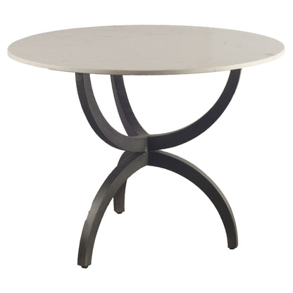 40" Round White Marble Top With Black Metal Base Dining Table