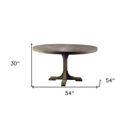 54" Brown Rounded Solid Wood Pedestal Base Dining Table HomeRoots