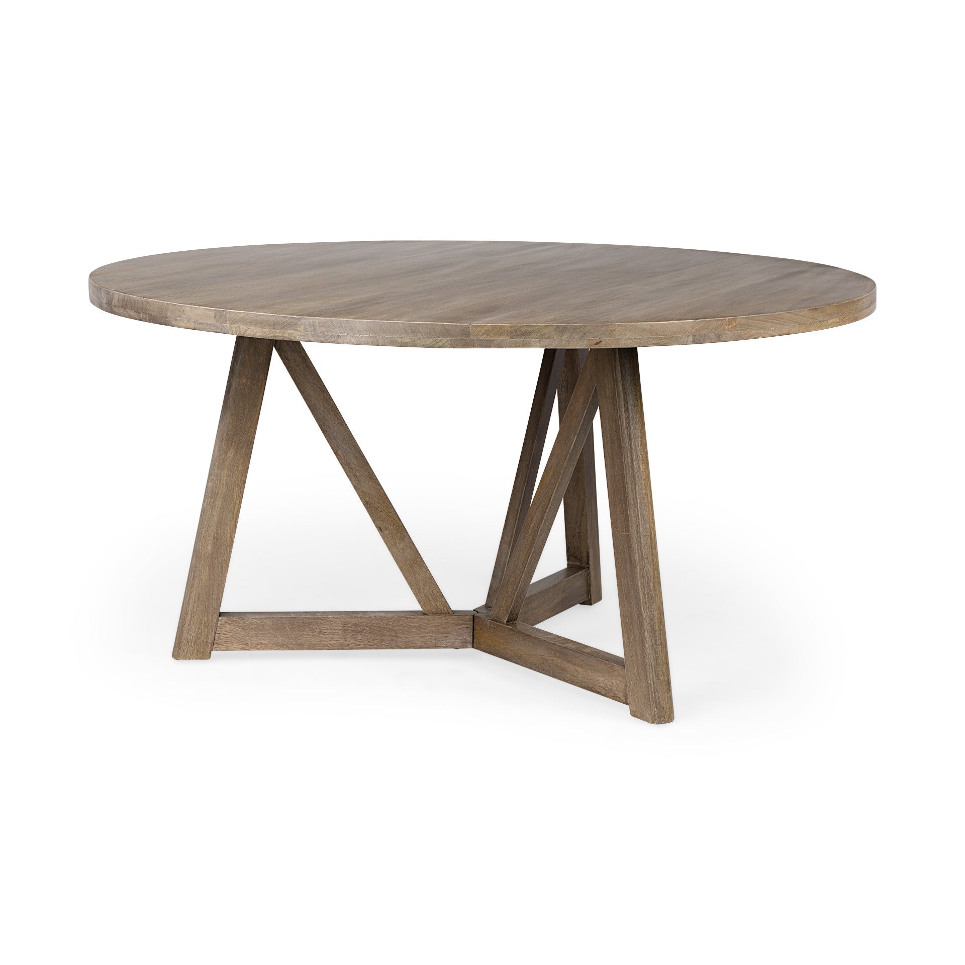 60" Brown Rounded Solid Wood Pedestal Base Dining Table HomeRoots