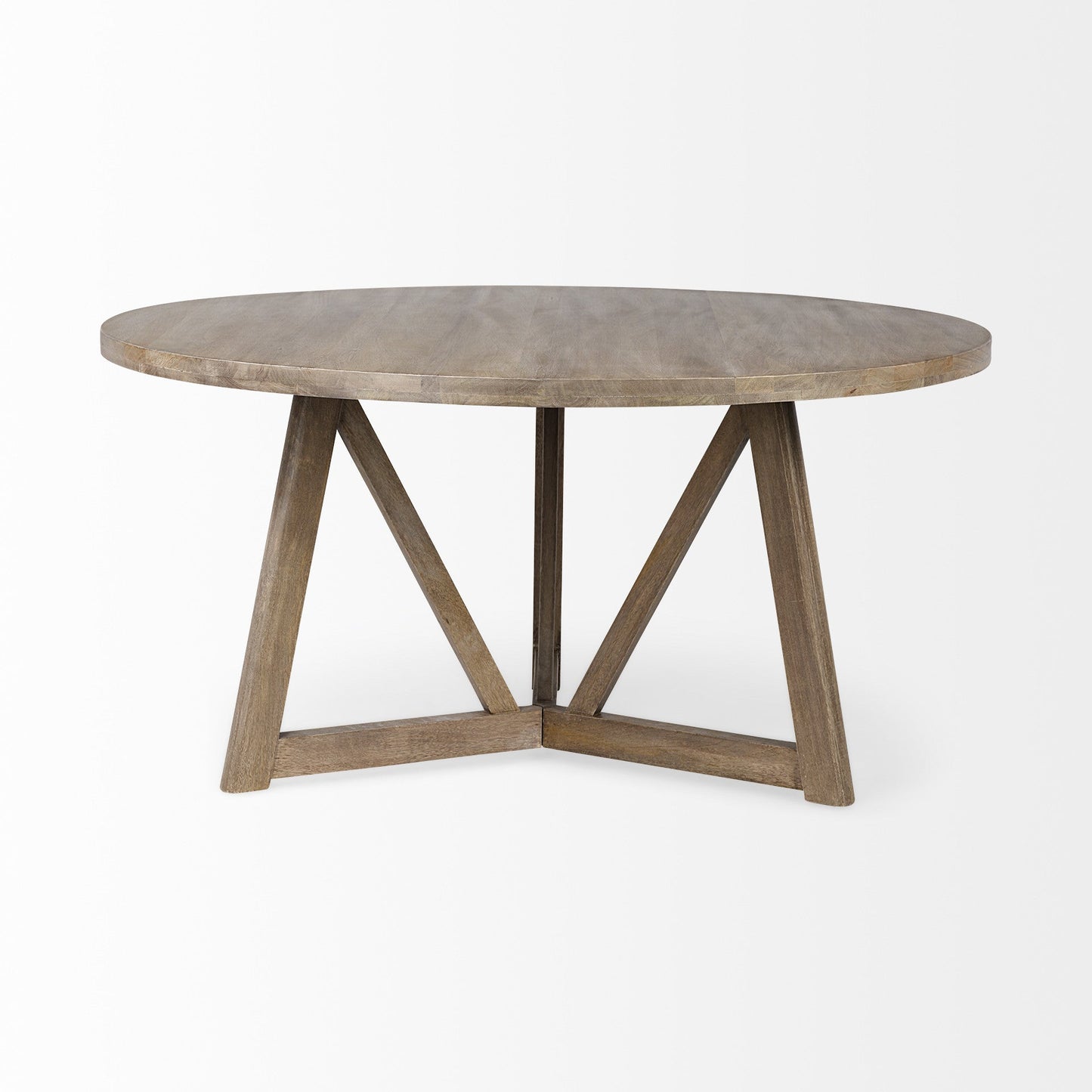 60" Brown Rounded Solid Wood Pedestal Base Dining Table HomeRoots