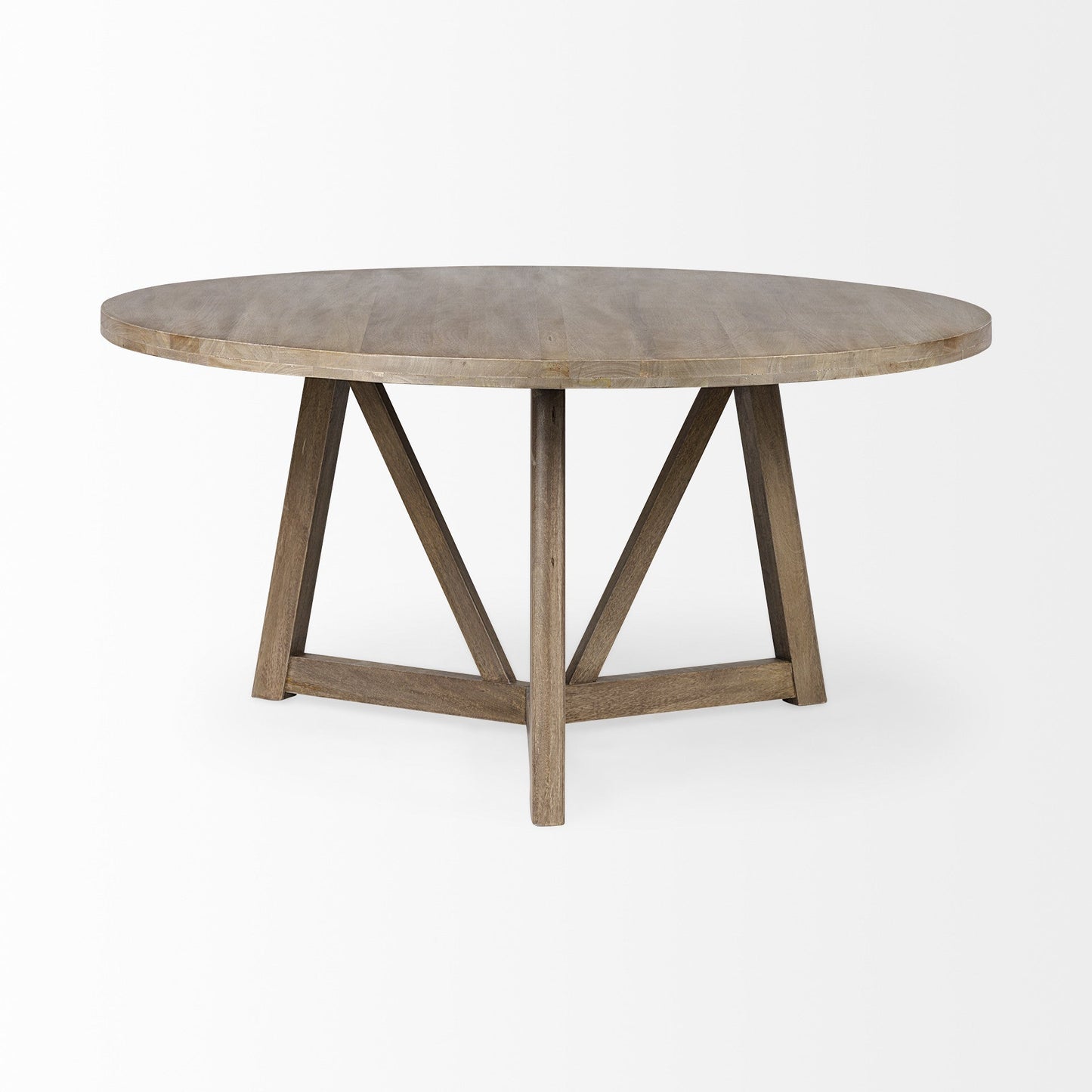 60" Brown Rounded Solid Wood Pedestal Base Dining Table HomeRoots