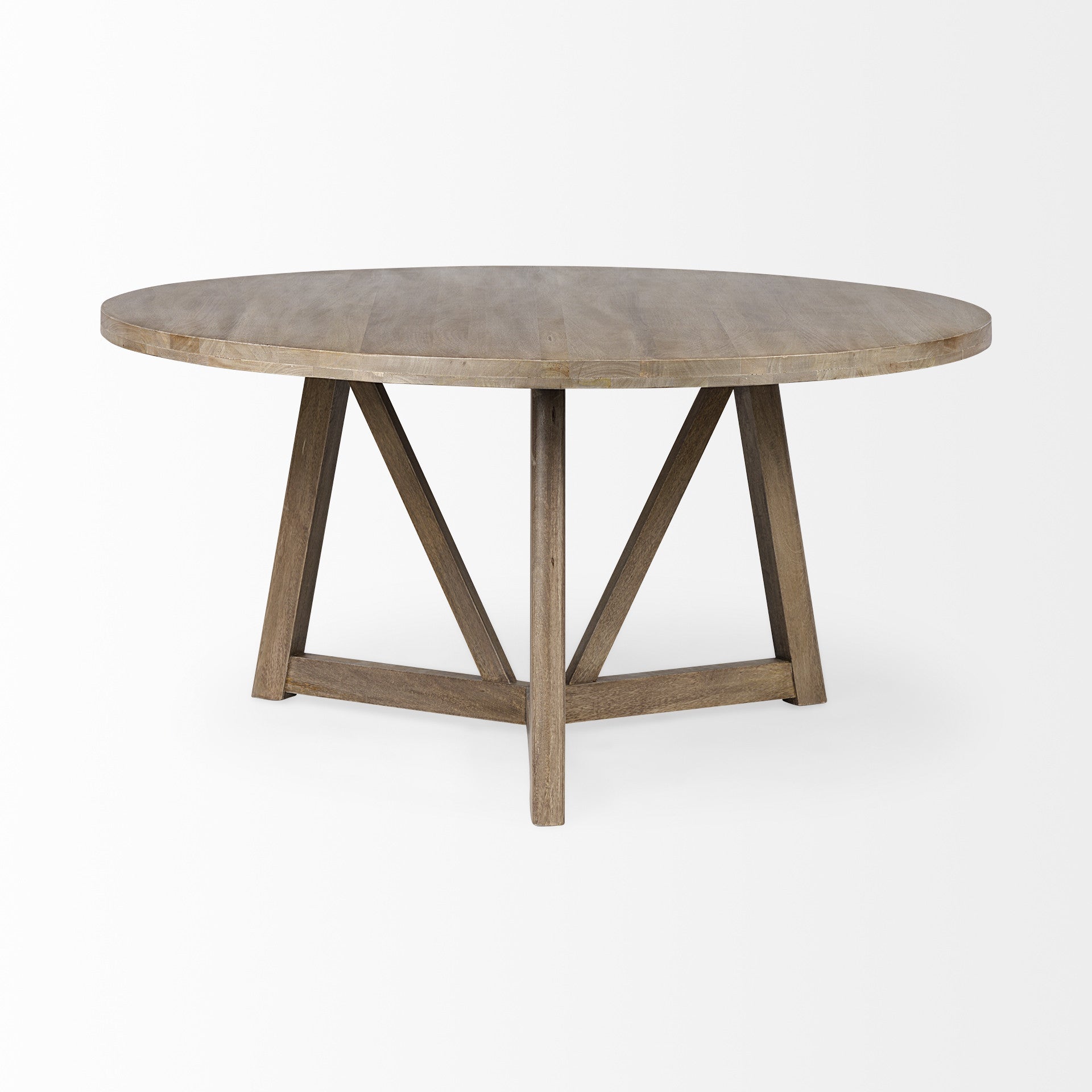 60" Brown Rounded Solid Wood Pedestal Base Dining Table HomeRoots