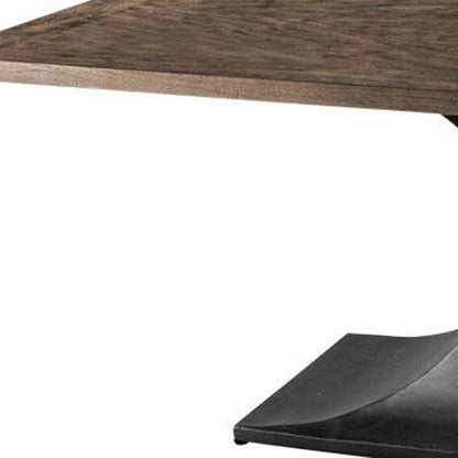 79" Brown And Black Solid Wood And Metal Pedestal Base Dining Table HomeRoots