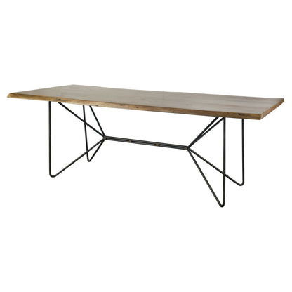 38" Natural And Black Solid Wood And Metal Trestle Base Dining Table