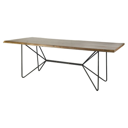 84" Natural And Black Solid Wood And Metal Trestle Base Dining Table HomeRoots