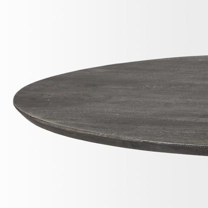 54" Brown Solid Wood and Iron Pedestal Base Round Top Dining Table HomeRoots