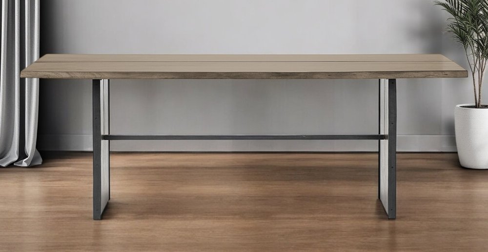 84" Brown Solid Wood Sled Base Dining Table HomeRoots