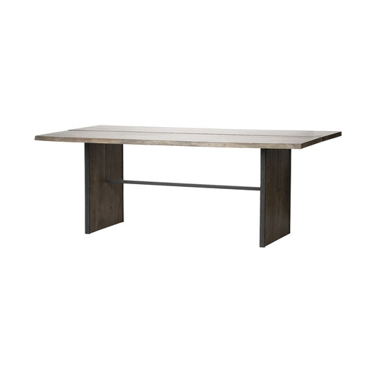 84" Brown Solid Wood Sled Base Dining Table HomeRoots