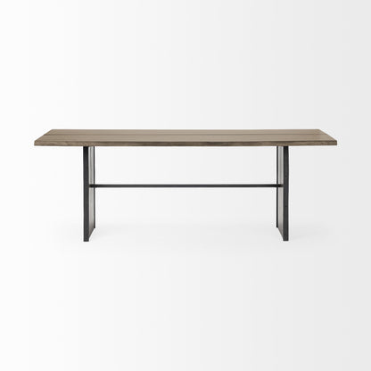 84" Brown Solid Wood Sled Base Dining Table HomeRoots
