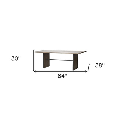 84" Brown Solid Wood Sled Base Dining Table HomeRoots