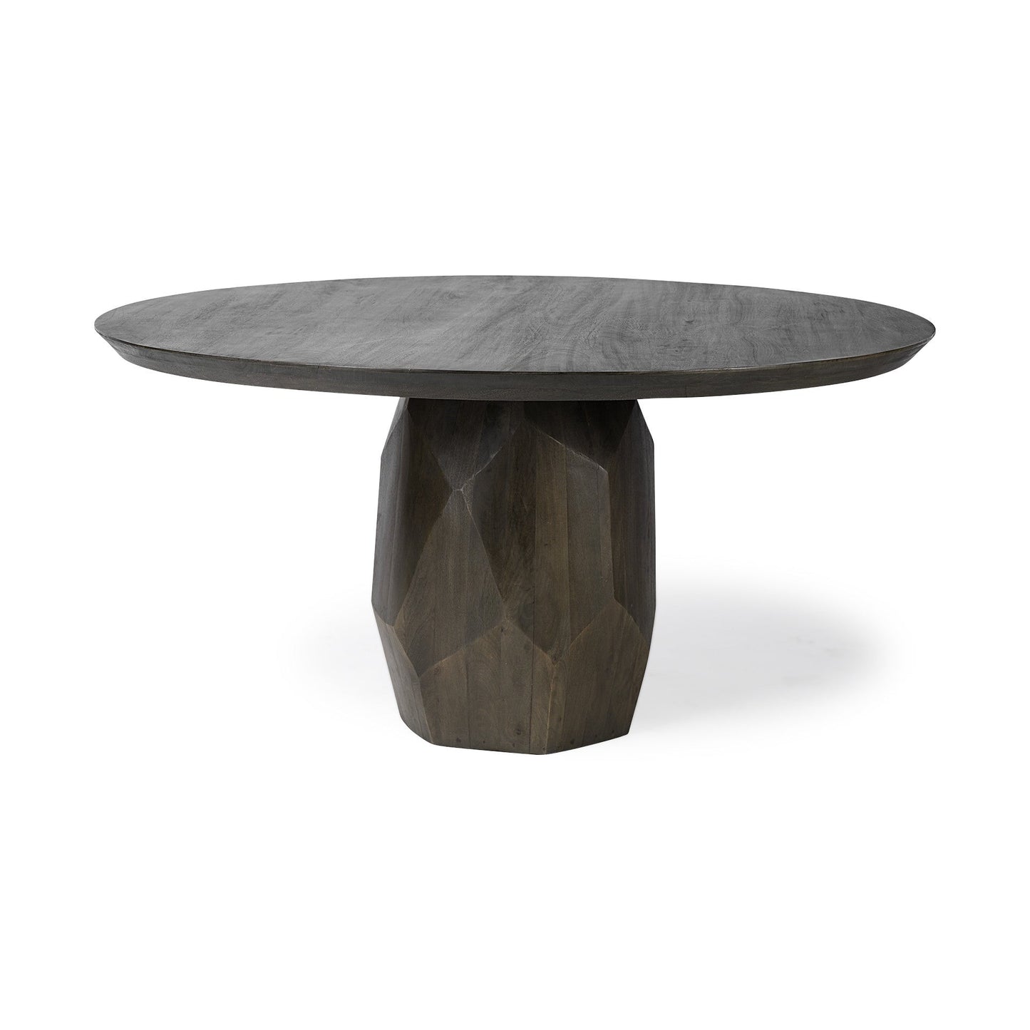 60" Brown Rounded Solid Wood Pedestal Base Dining Table HomeRoots