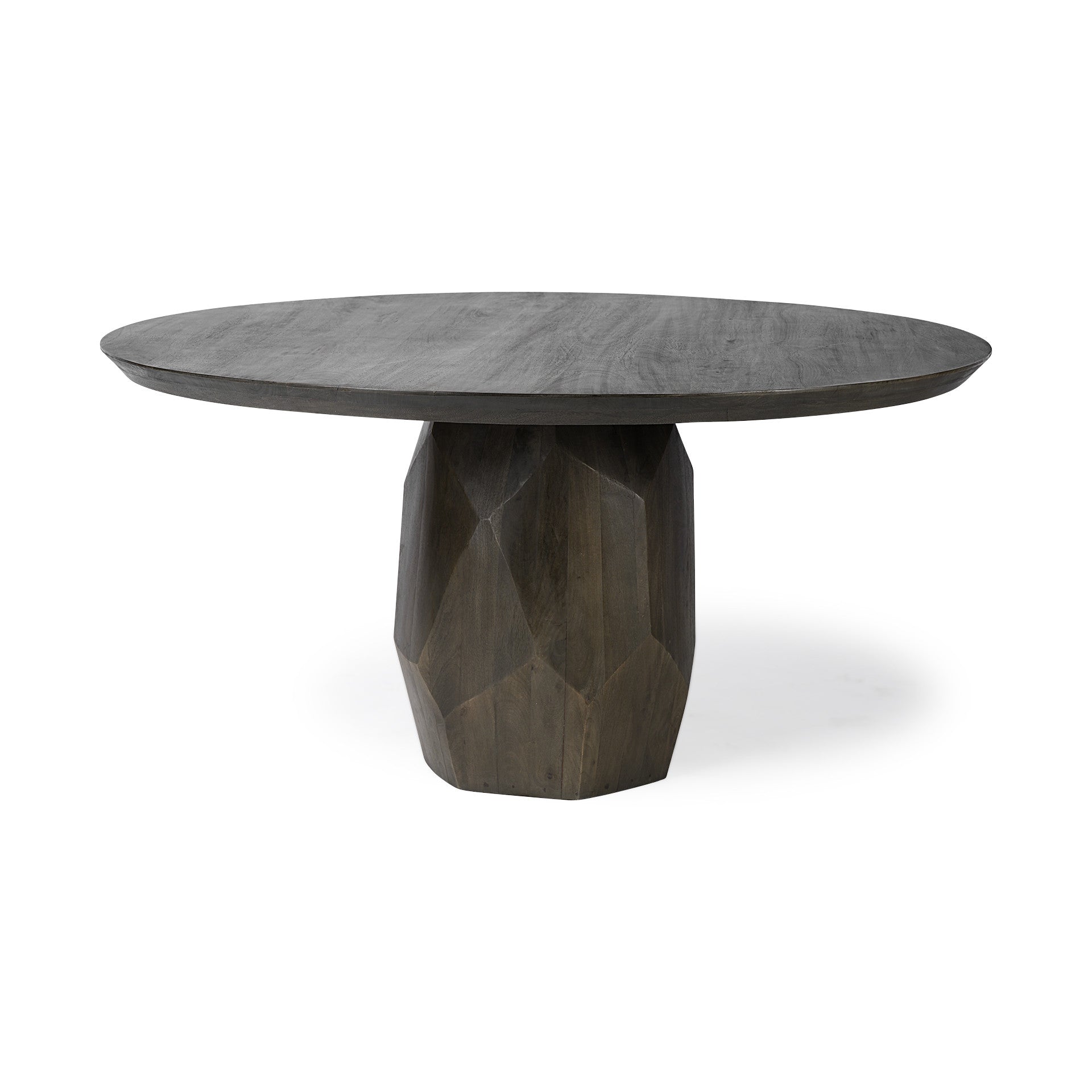 60" Brown Rounded Solid Wood Pedestal Base Dining Table HomeRoots