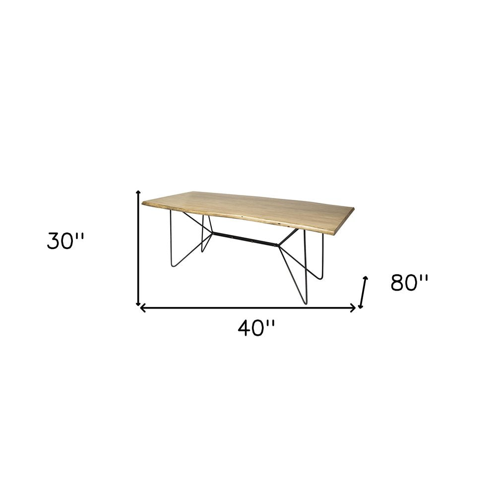 80" Brown And Black Solid Wood And Metal Dining Table HomeRoots