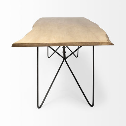 80" Brown And Black Solid Wood And Metal Dining Table HomeRoots