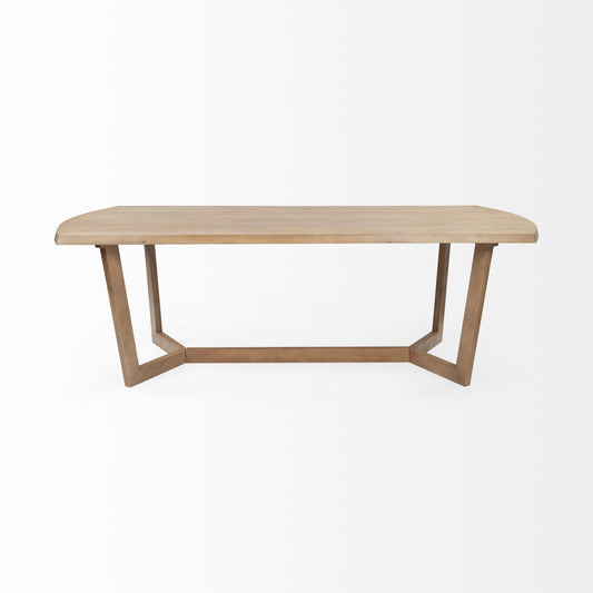 92" Natural And Brown Solid Wood Trestle Base Dining Table HomeRoots