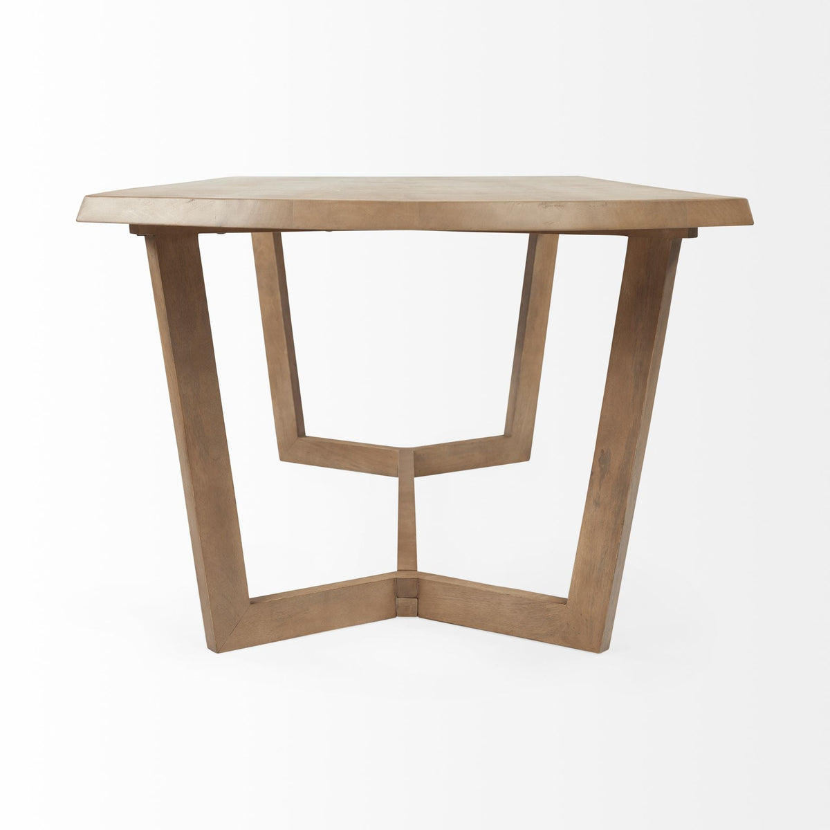 92" Natural And Brown Solid Wood Trestle Base Dining Table — view 4