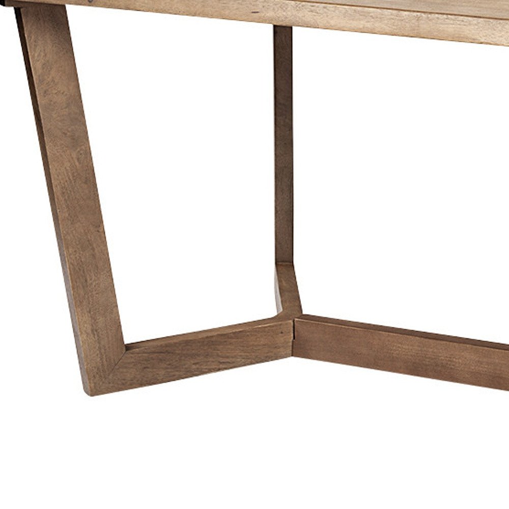 92" Natural And Brown Solid Wood Trestle Base Dining Table — view 8