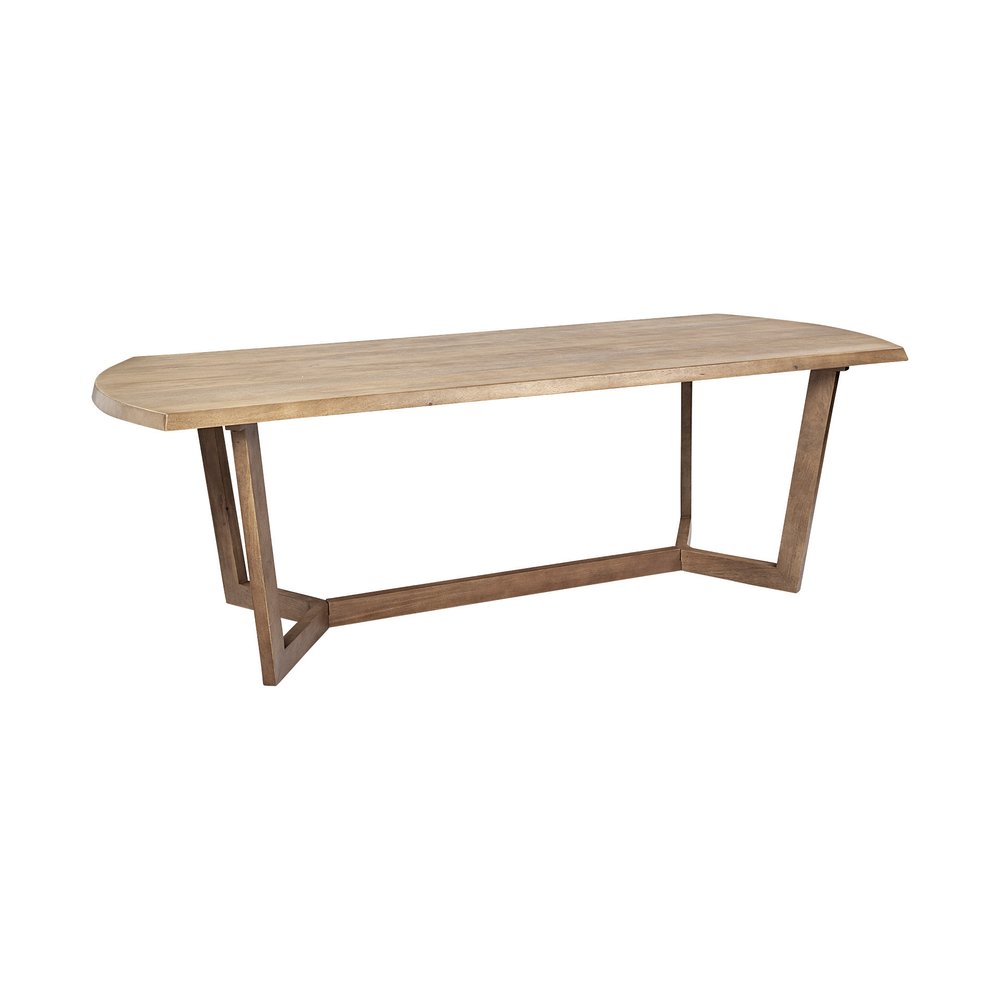 92" Natural And Brown Solid Wood Trestle Base Dining Table — view 6
