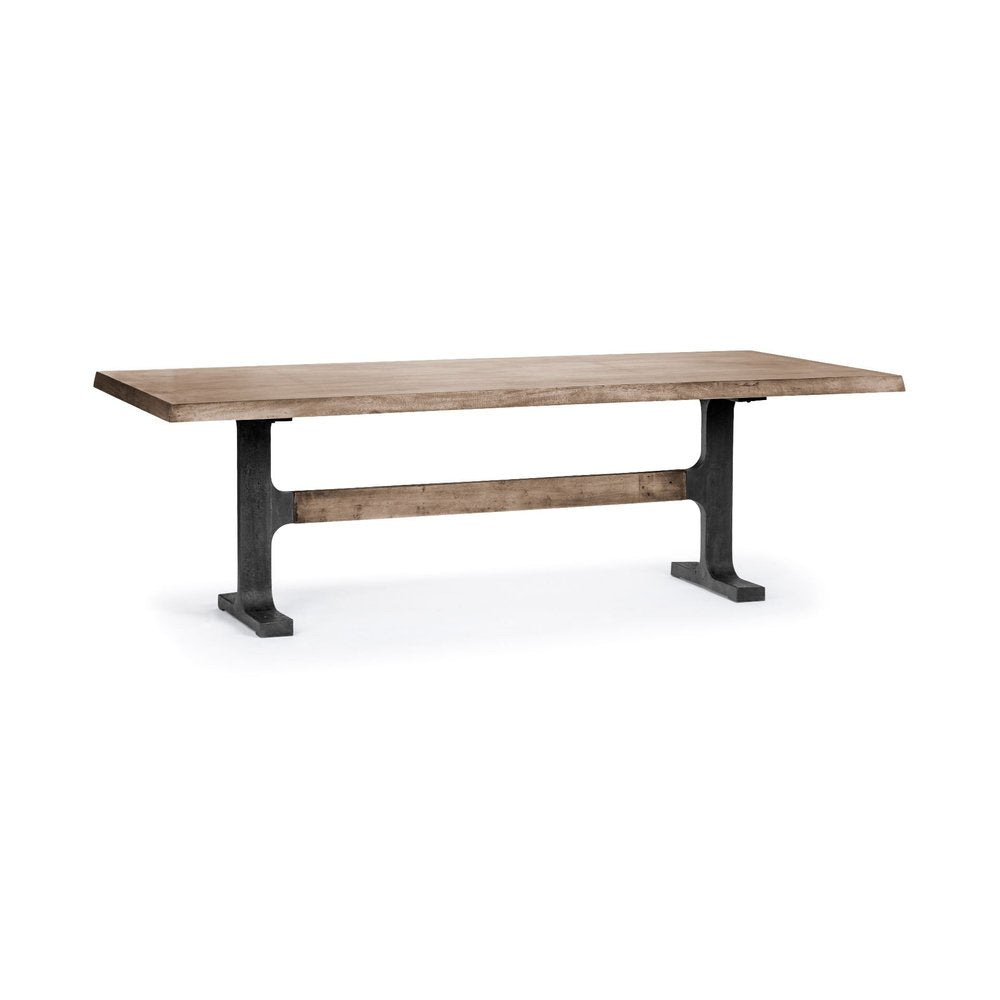96" Natural And Black Solid Wood And Metal Trestle Base Dining Table HomeRoots