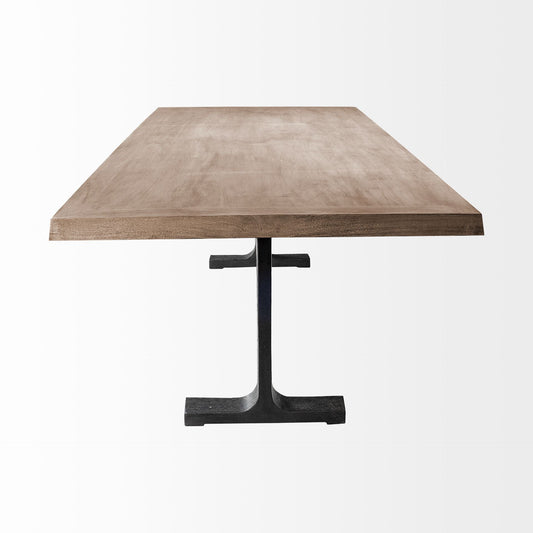 96" Natural And Black Solid Wood And Metal Trestle Base Dining Table HomeRoots
