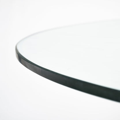 60" Clear And Brown Rounded Glass And Solid Manufactured Wood Pedestal Base Dining Table HomeRoots