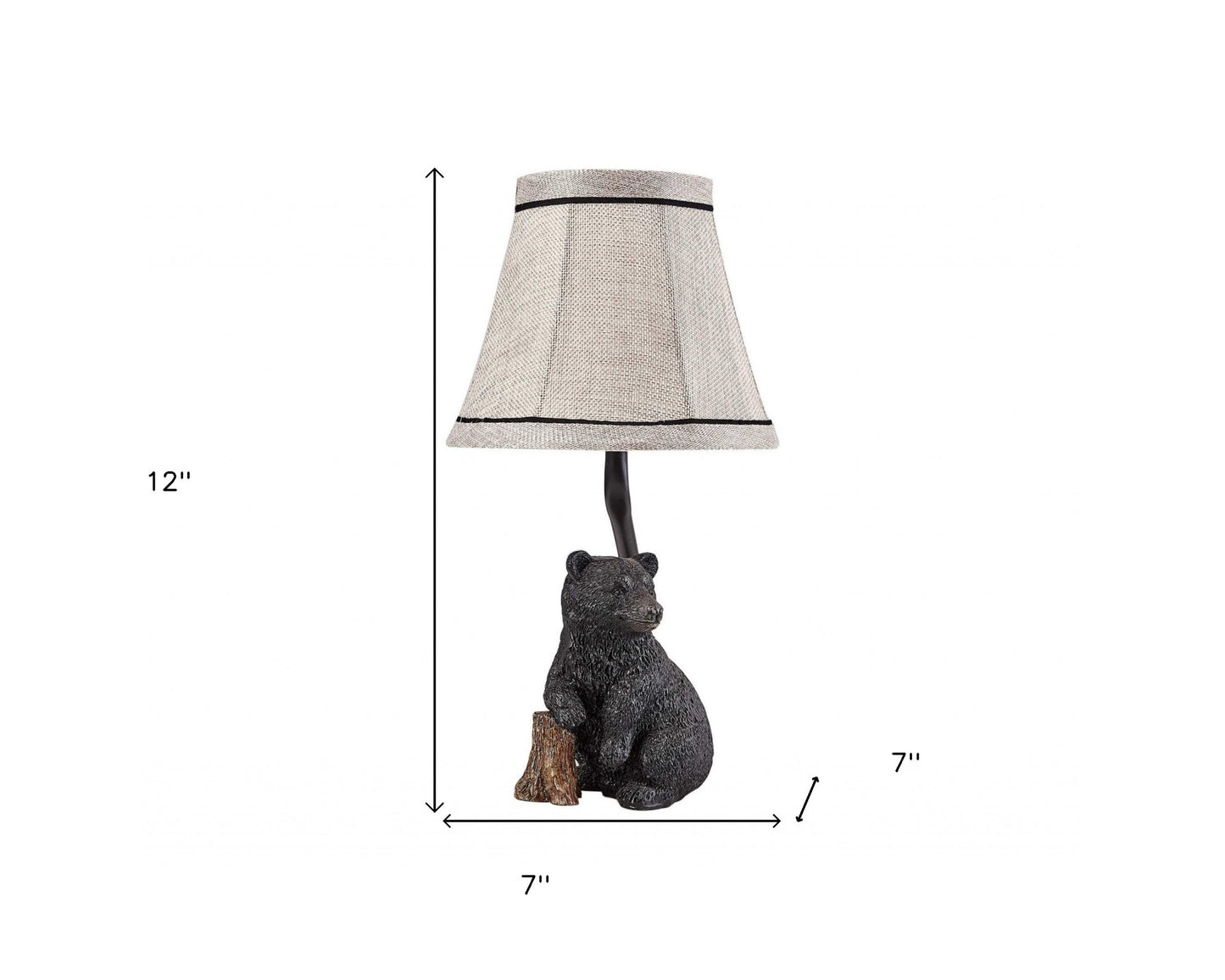 12" Black Animals Table Lamp With Tan Bell Shade