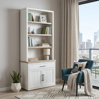91" Brown And White Wood Three Tier Bookcase HomeRoots