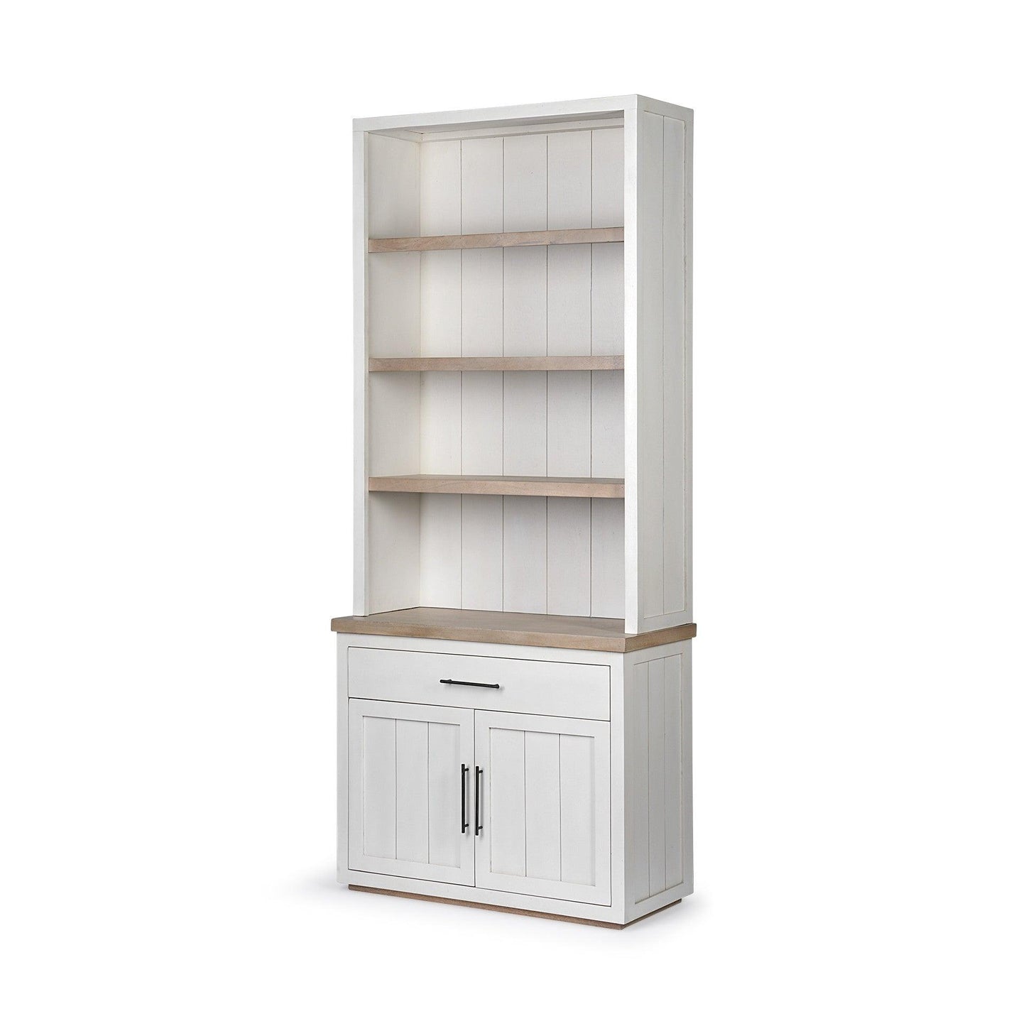 White And Medium Brown Wood Shelving Unit With 3 Shelves - FurniFindUSA