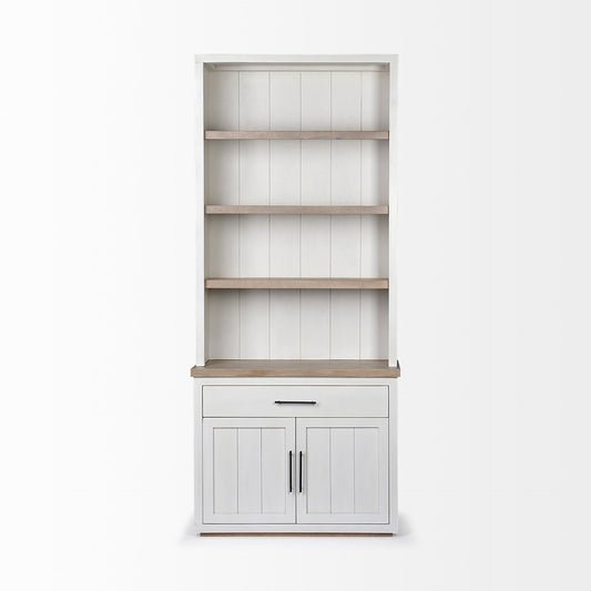 91" Brown And White Wood Three Tier Bookcase HomeRoots