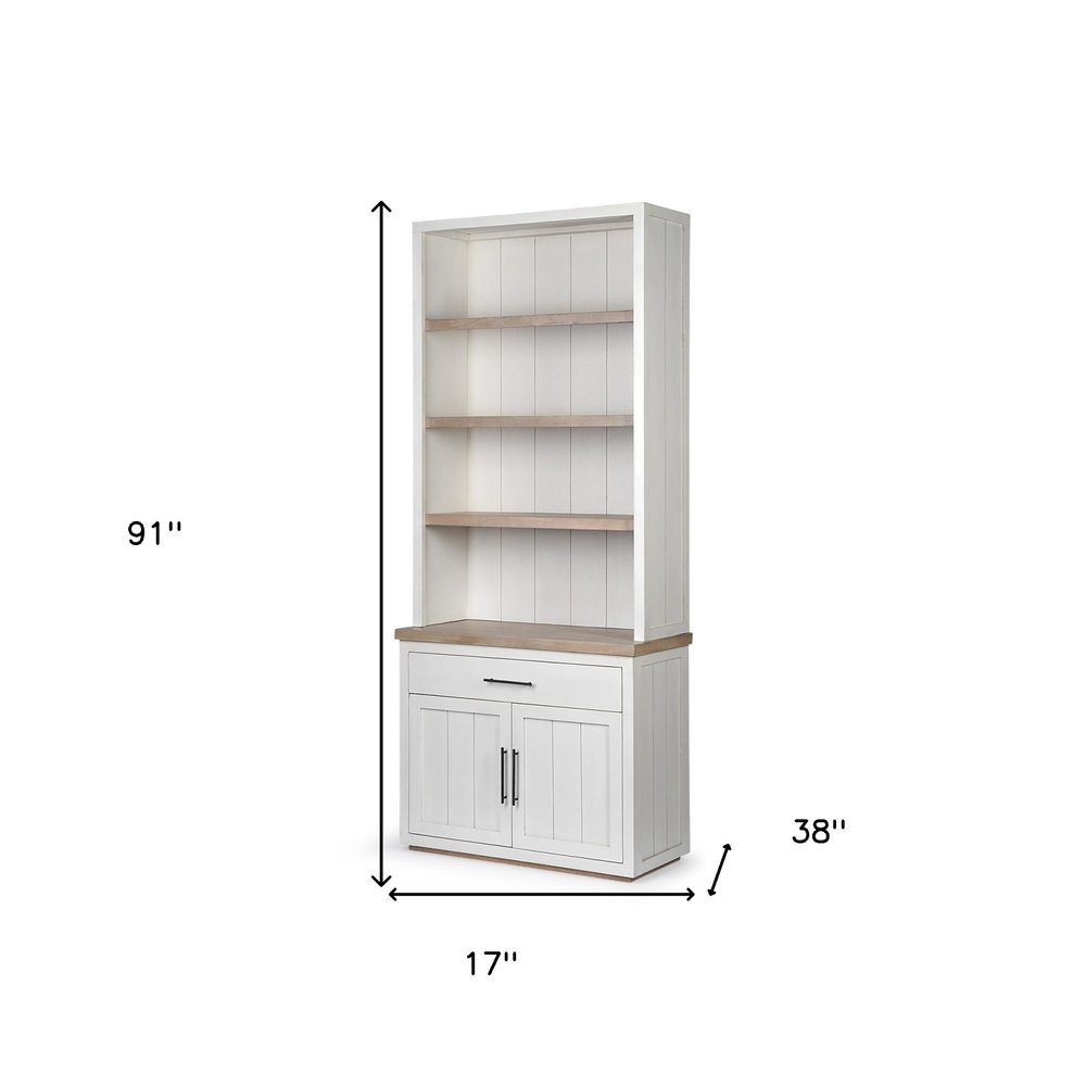 91" Brown And White Wood Three Tier Bookcase — view 6