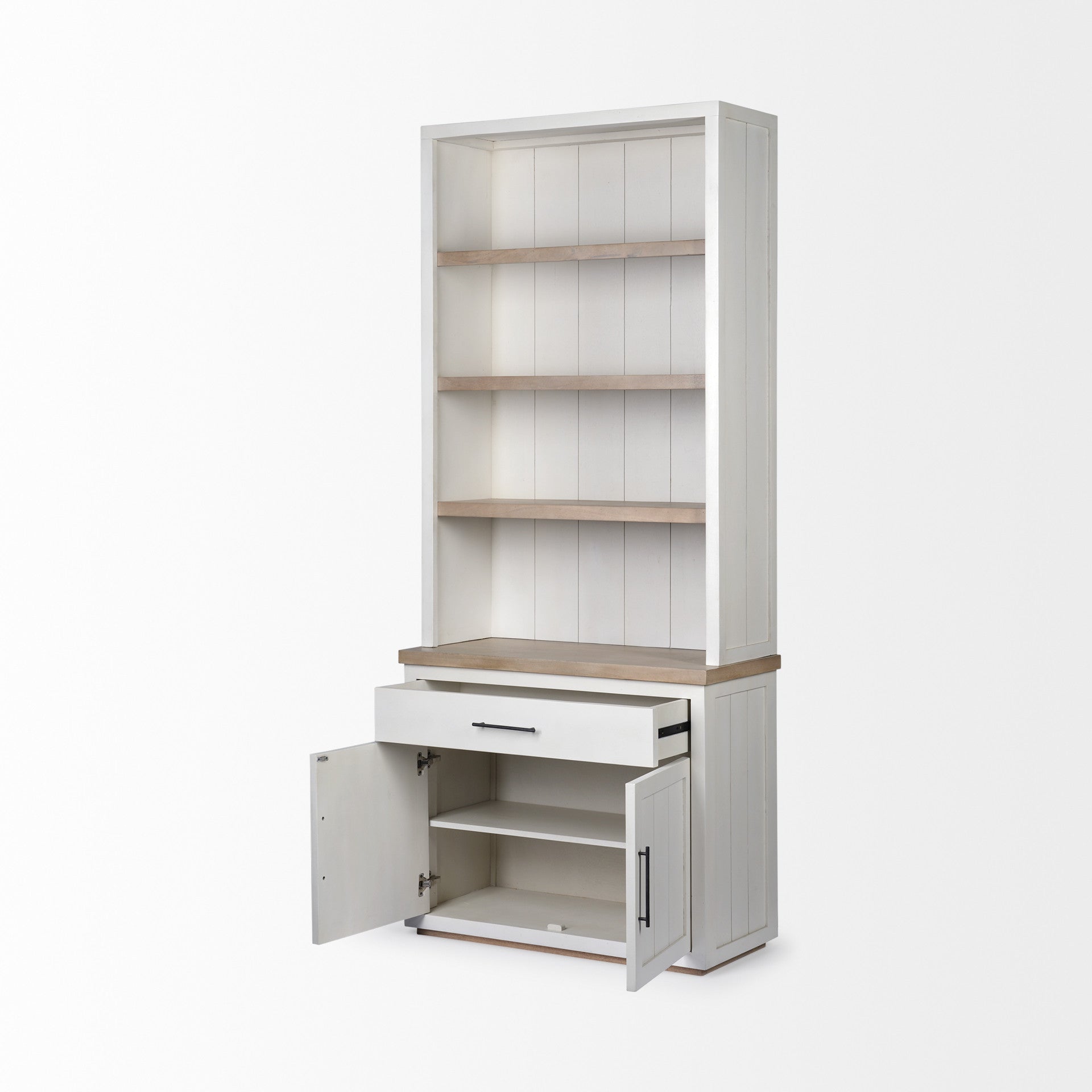 91" Brown And White Wood Three Tier Bookcase HomeRoots
