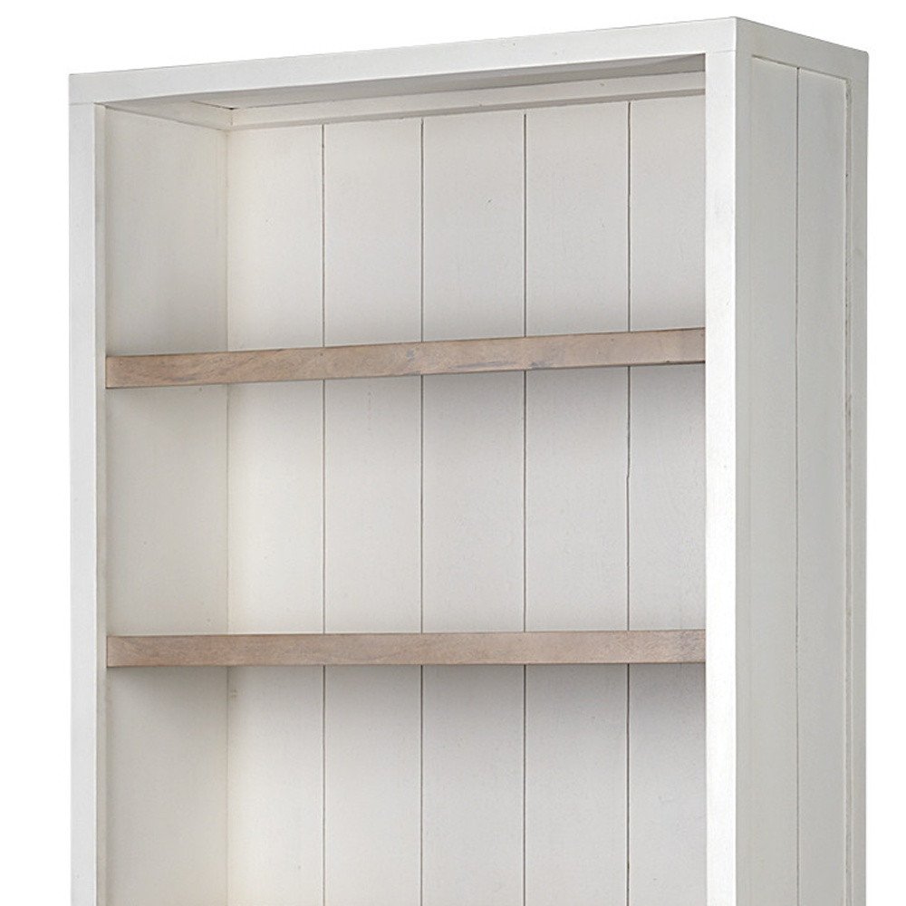 91" Brown And White Wood Three Tier Bookcase HomeRoots