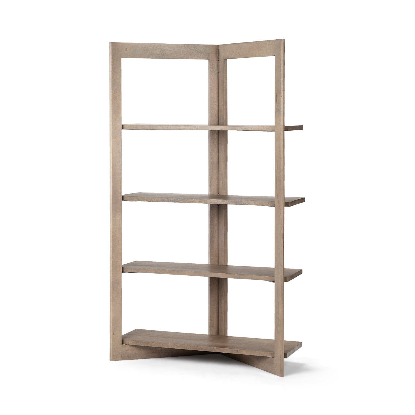 72" Brown Solid Wood and Wood Four Tier Bookcase HomeRoots