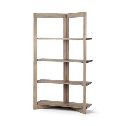 72" Brown Solid Wood and Wood Four Tier Bookcase HomeRoots