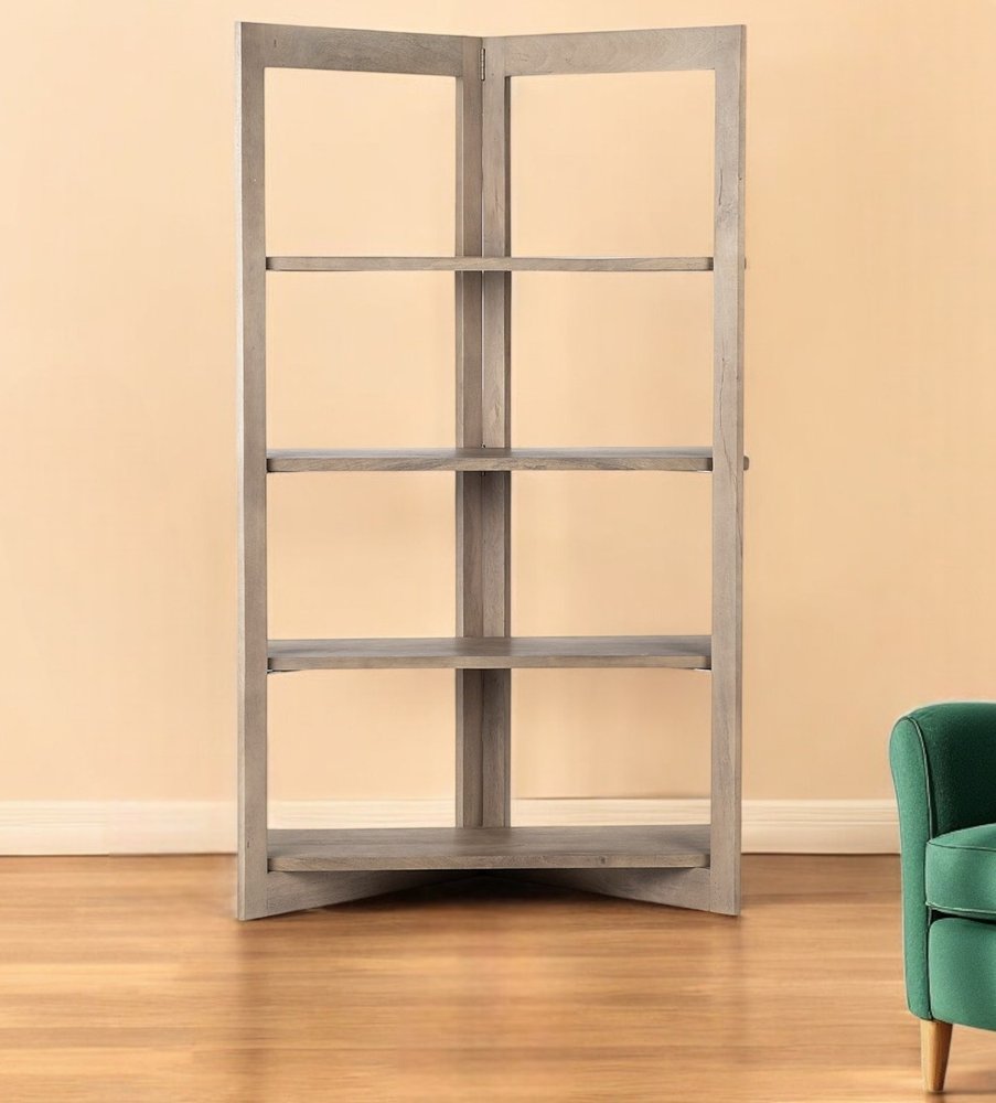 72" Brown Solid Wood and Wood Four Tier Bookcase HomeRoots