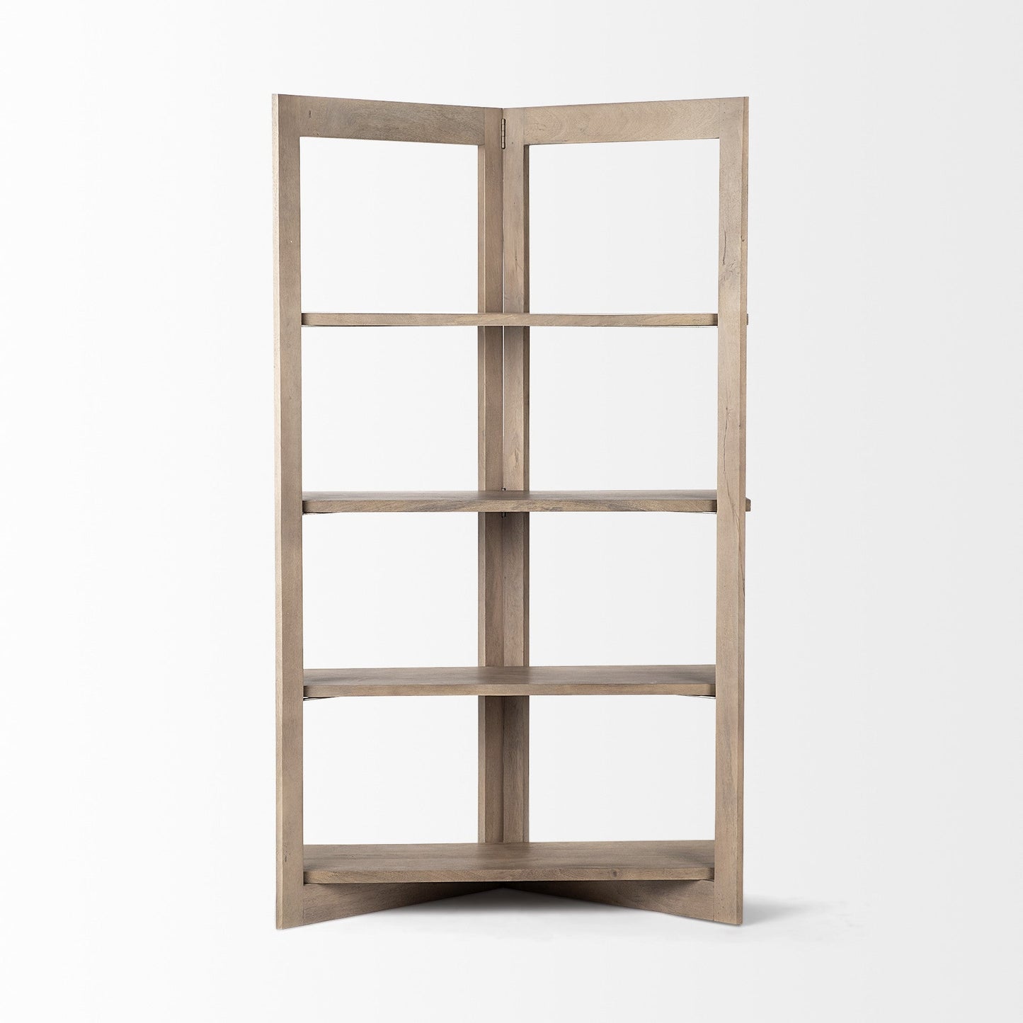 72" Brown Solid Wood and Wood Four Tier Bookcase HomeRoots