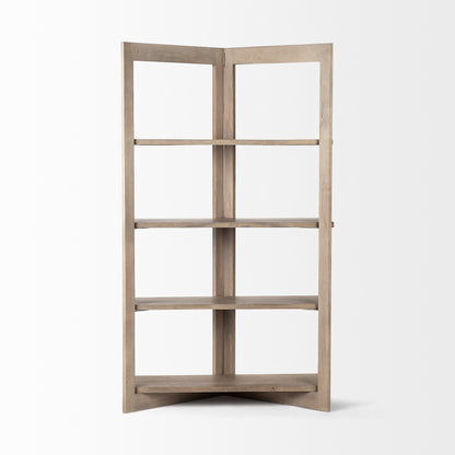 72" Brown Solid Wood and Wood Four Tier Bookcase HomeRoots