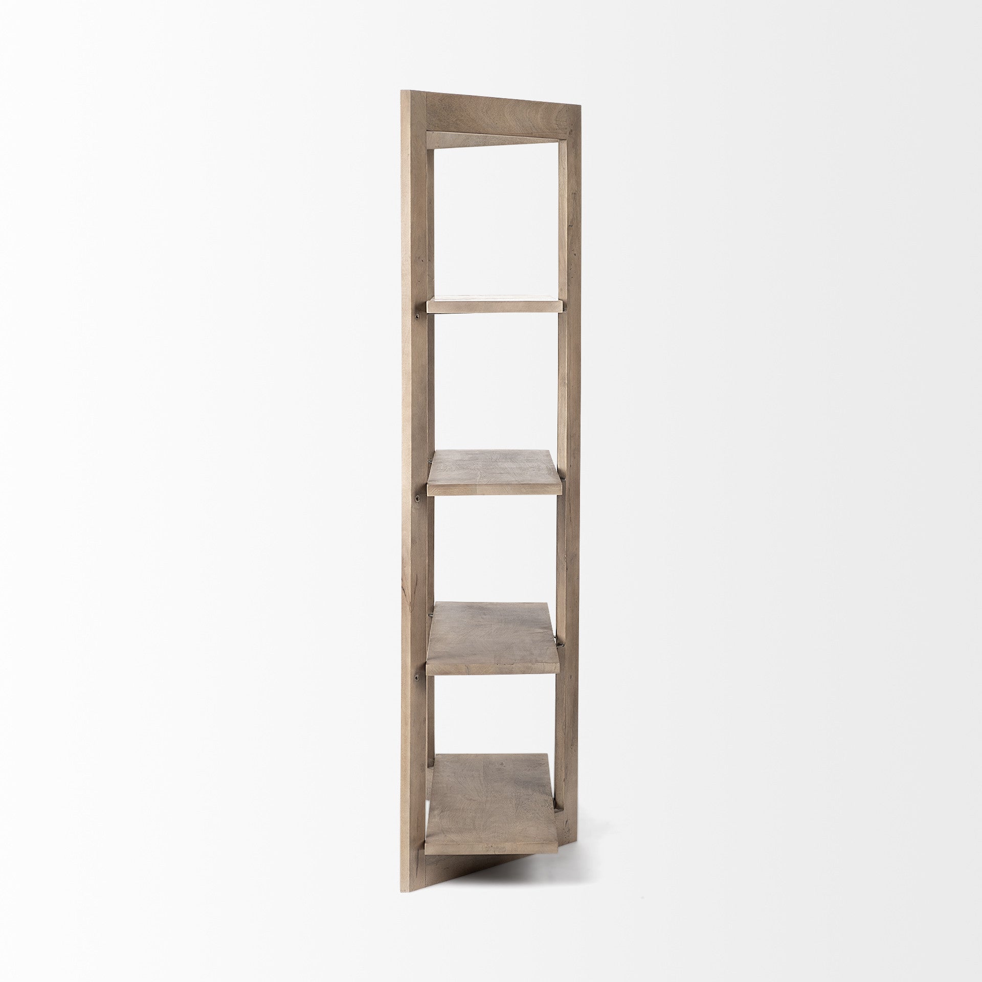 72" Brown Solid Wood and Wood Four Tier Bookcase HomeRoots