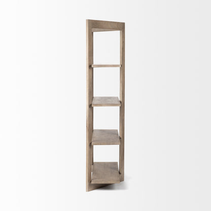 72" Brown Solid Wood and Wood Four Tier Bookcase HomeRoots