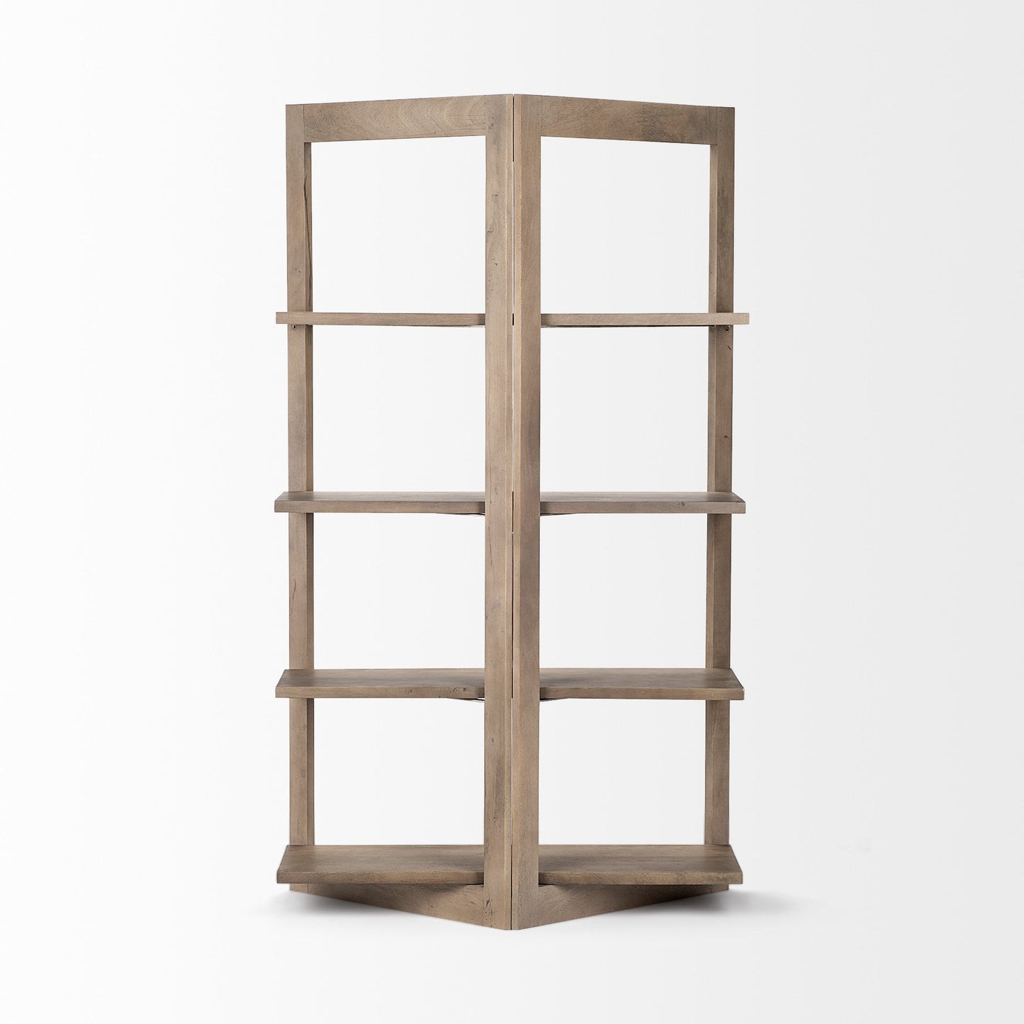 72" Brown Solid Wood and Wood Four Tier Bookcase HomeRoots