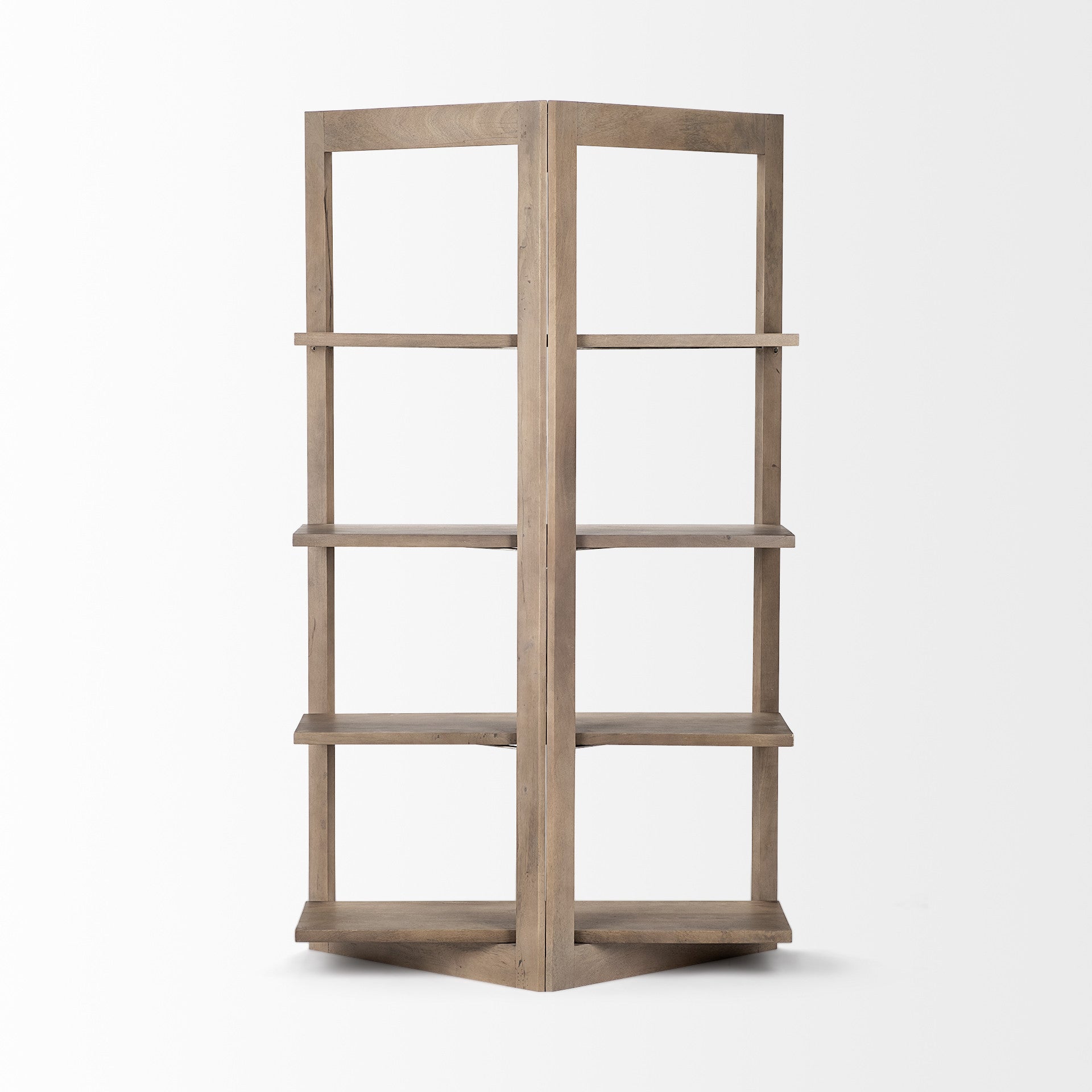 72" Brown Solid Wood and Wood Four Tier Bookcase HomeRoots