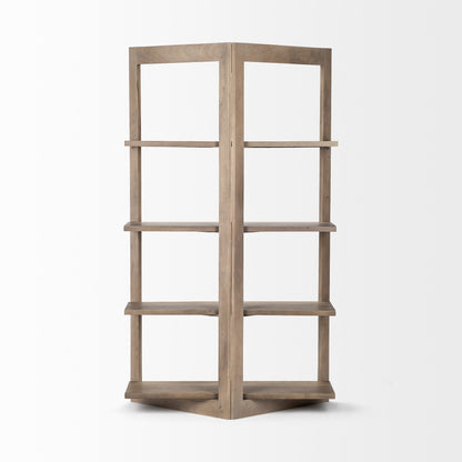 72" Brown Solid Wood and Wood Four Tier Bookcase HomeRoots