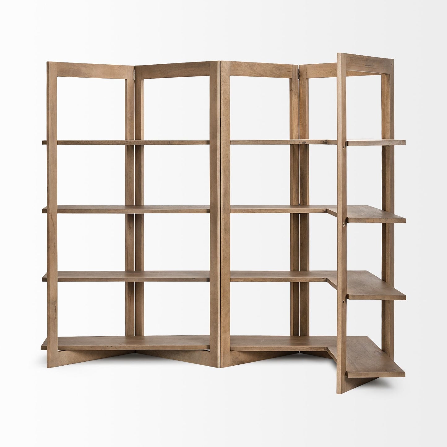 72" Brown Solid Wood and Wood Four Tier Bookcase HomeRoots