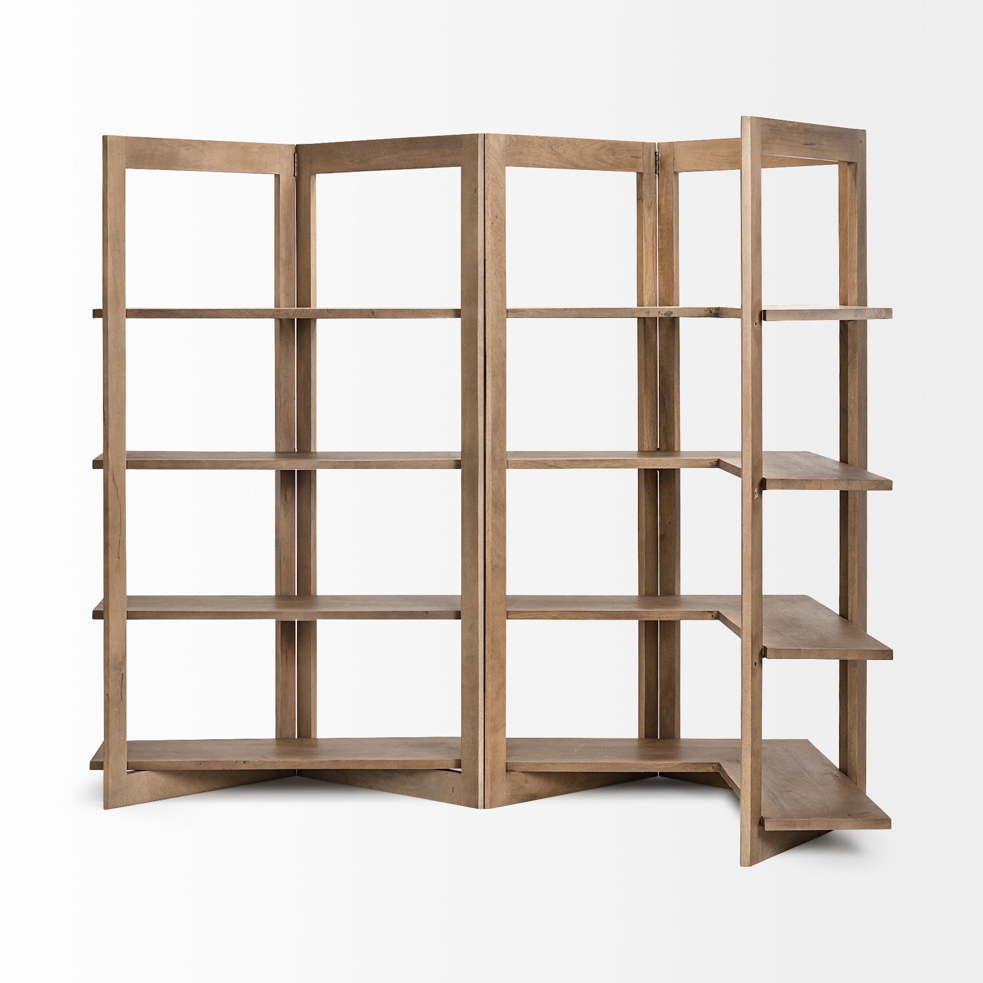72" Brown Solid Wood and Wood Four Tier Bookcase HomeRoots