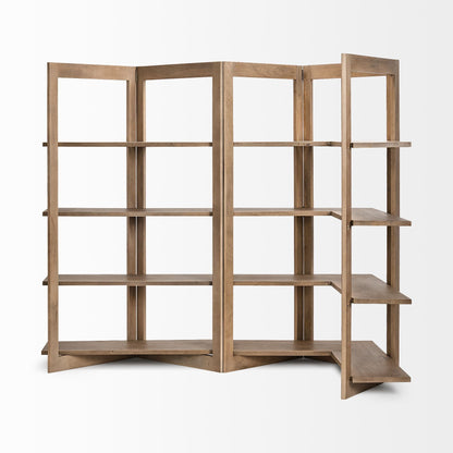 72" Brown Solid Wood and Wood Four Tier Bookcase HomeRoots
