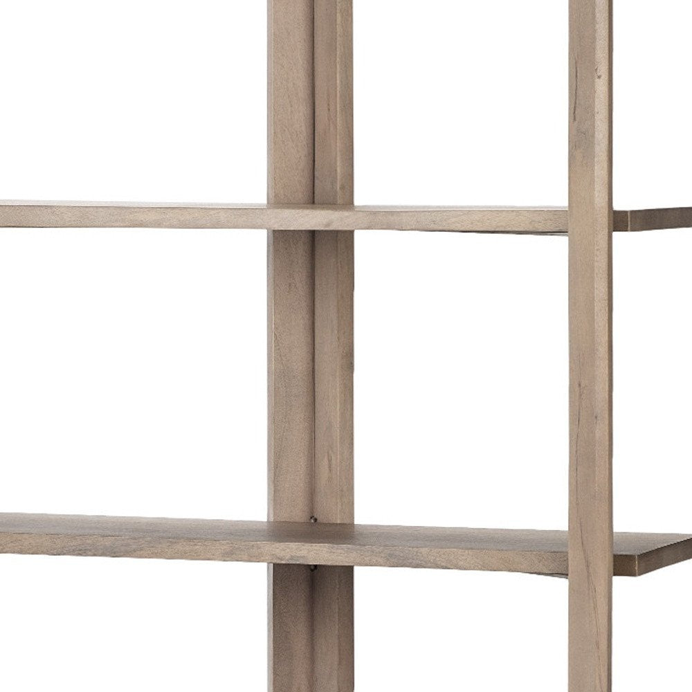 72" Brown Solid Wood and Wood Four Tier Bookcase HomeRoots