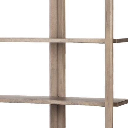 72" Brown Solid Wood and Wood Four Tier Bookcase HomeRoots