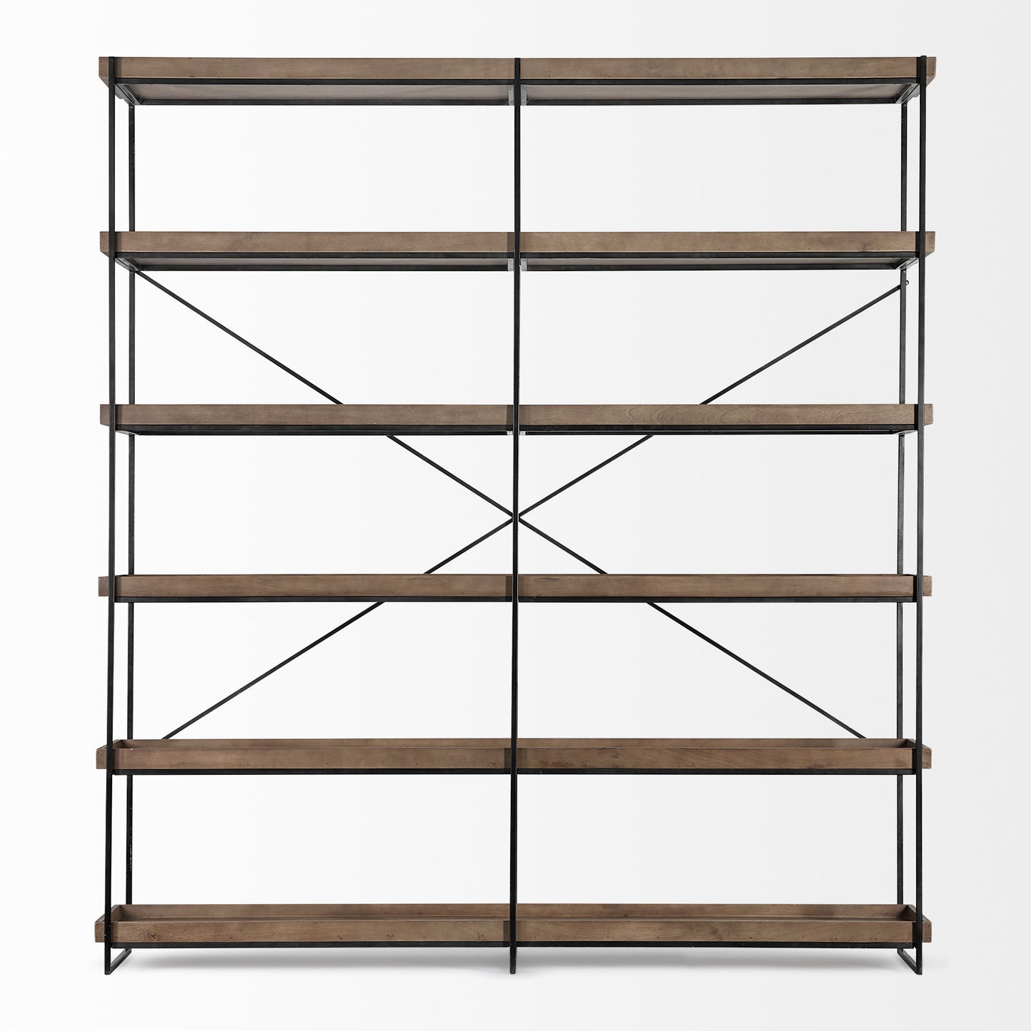 Medium Brown Wood And Iron Shelving Unit With 5 Tray Shelves - FurniFindUSA