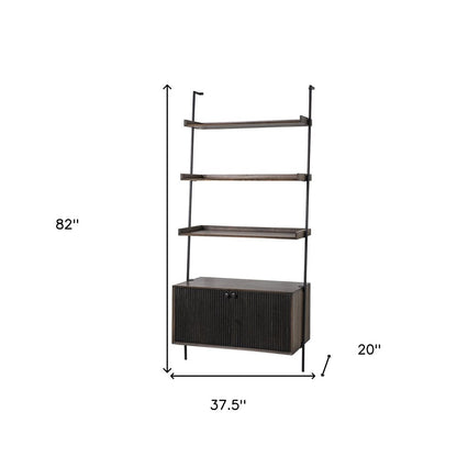 Dark Brown Metal and Wood Three Tier Ladder Bookcase HomeRoots